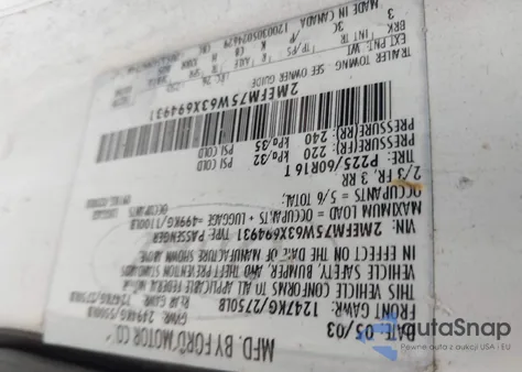 2003 Mercury Grand Marquis Ls z USA, uszkodzony, nr VIN 2MEFM75W63X694931